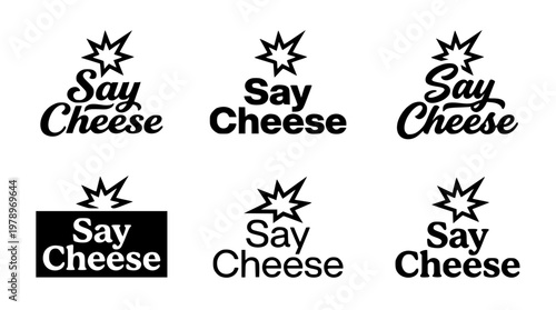 Say Cheese Vector Graphic Logos with Starburst Designs
