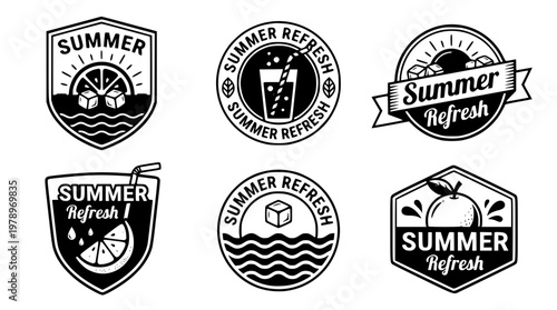 Summer refresh logo designs for drinks and beverages