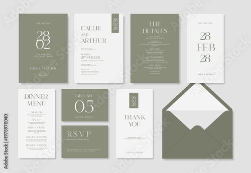 Elegant wedding invitation template with modern clean layout