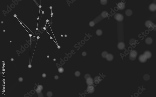 Abstract background. Molecules technology with polygonal shapes, connecting dots and lines. Connection structure. Big data visualization.
