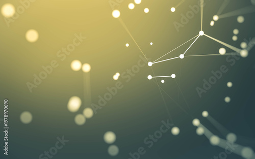 Abstract background. Molecules technology with polygonal shapes, connecting dots and lines. Connection structure. Big data visualization.