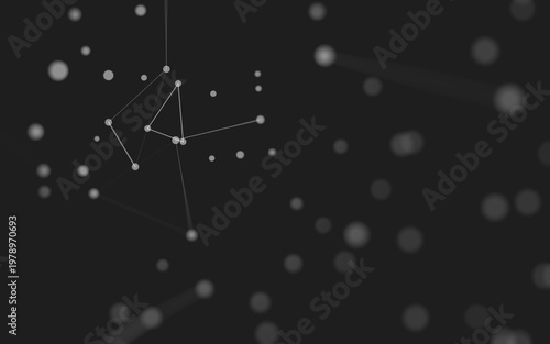 Abstract background. Molecules technology with polygonal shapes, connecting dots and lines. Connection structure. Big data visualization.