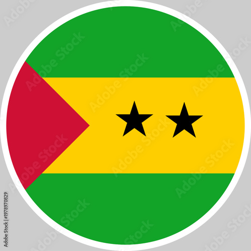 Sao Tome and Principe National Flag Vector Illustration in Circle Shape, High Quality Design