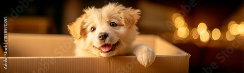 Playful Pup in Box: An ador...