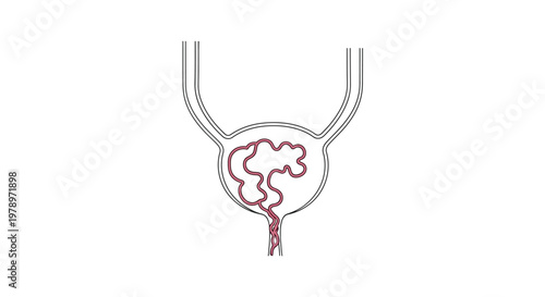 Diagram illustrating the structure of the human urinary system showing the bladder with a ureter and urethra connection
