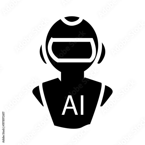 virtual agent AI robot assistant glyph icon solid, representative robot future for help people.