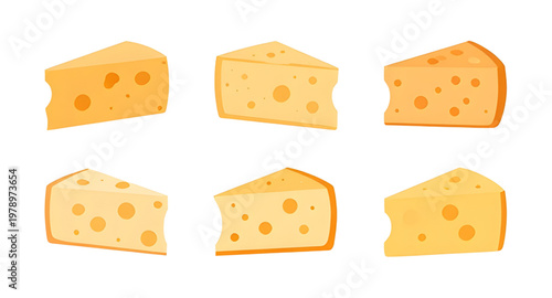 cheese, cartoon, illustration, food, dairy, swiss, maasdam, yellow, slice, block, hole, tasty, snack, cooking, kitchen, design, collection
