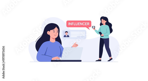 Illustration of professional influencer marketing and digital content creation. EPS Editable. Vector Illustrations.