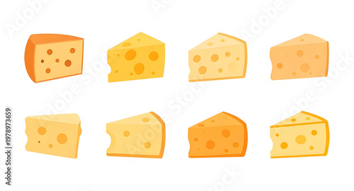 cheese, cartoon, illustration, food, dairy, swiss, maasdam, yellow, slice, block, hole, tasty, snack, cooking, kitchen, design, collection