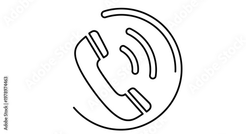 Telephone Communication Signal Icon Line.