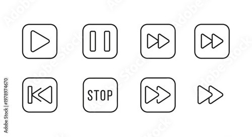 Media player control buttons icons.