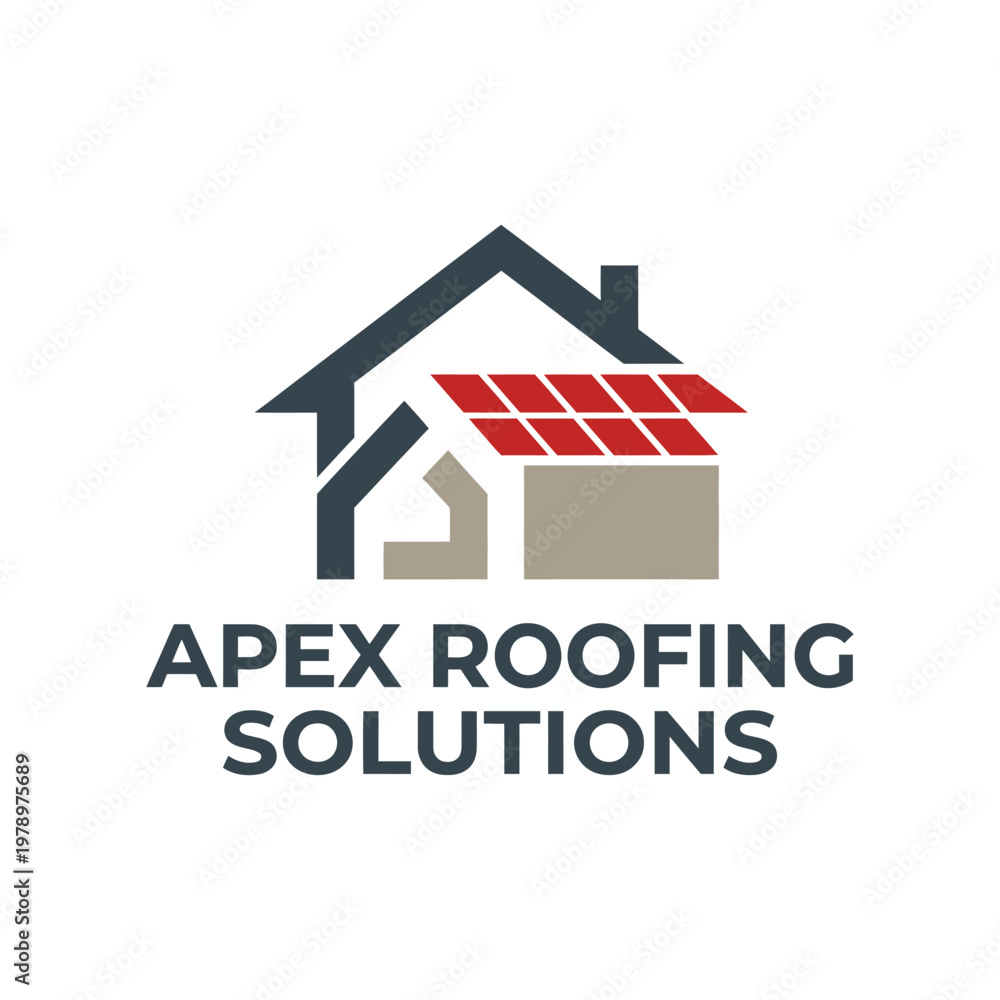 Fototapeta premium Apex Roofing Solutions Logo Design for Construction and Home Repair Business. EPS Editable. Vector Illustrations.