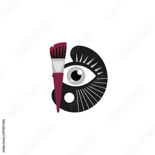 Creative makeup artist logo icon featuring a makeup brush and eye design. EPS Editable. Vector Illustrations.