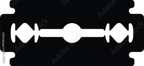 Black silhouette of a razor blade isolated on transparent background