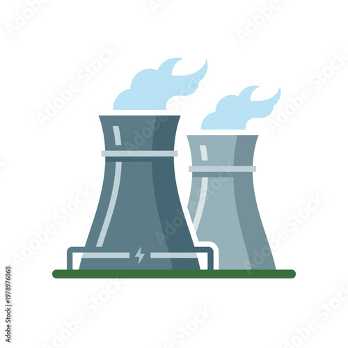 Minimal flat icon of nuclear laboratory building with clean silhouette