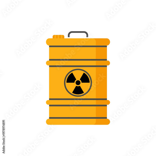 Flat minimal icon of nuclear waste barrel with sealed cylindrical drum