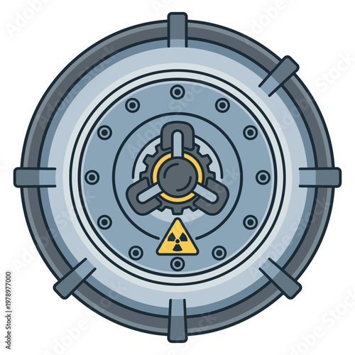 Minimal flat icon of nuclear waste in cooling pool with water level shapes