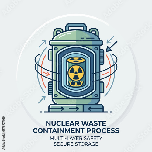 Premium flat icon of nuclear waste containment with layered safety design