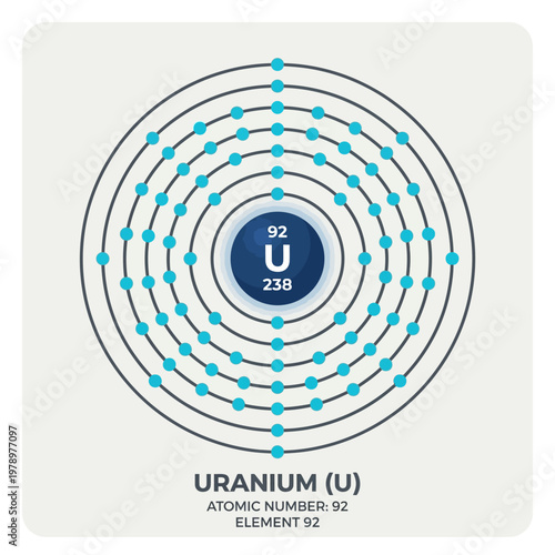 Minimal flat icon of uranium atom symbol in clean scientific style