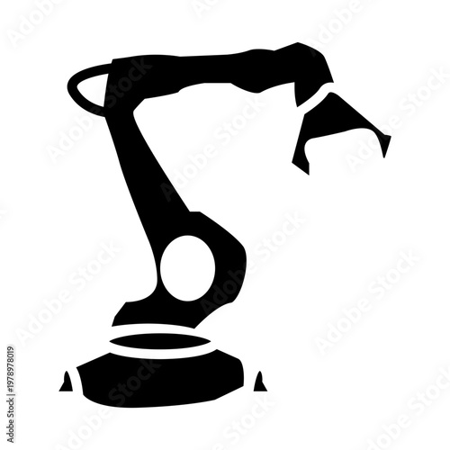 vector illustration of a robotic arm glyph solid icon 