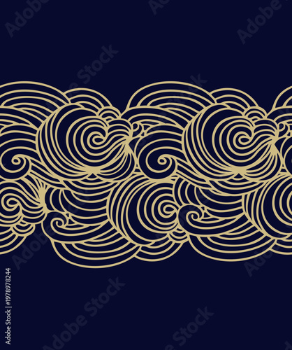 Stylized woven ornament, wave border decor