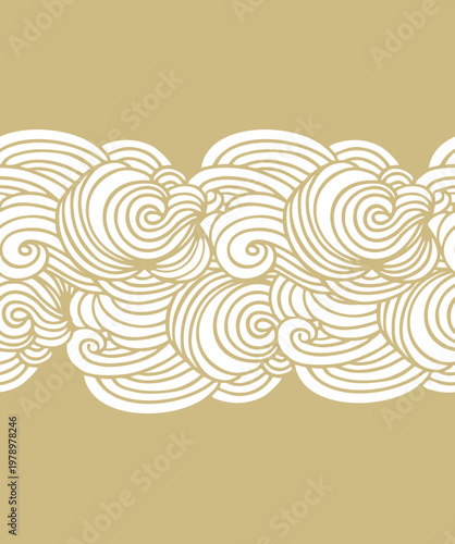 Stylized woven ornament, wave border decor