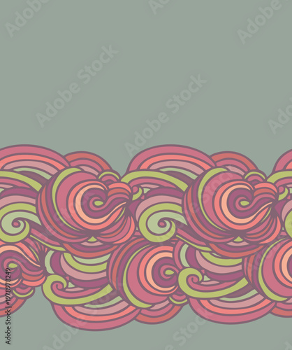 Stylized woven ornament, wave border decor