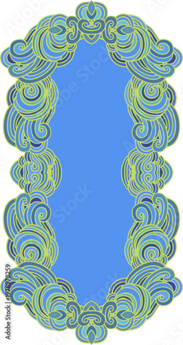 Stylized woven ornament, wave border decor