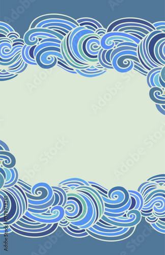 Stylized woven ornament, wave border decor