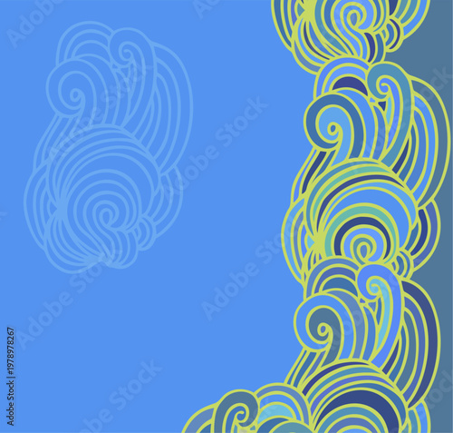 Stylized woven ornament, wave border decor