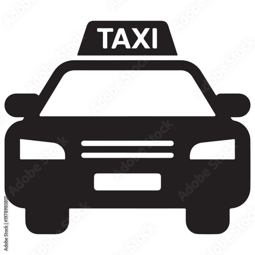 Black taxi cab sign and vehicle silhouette
