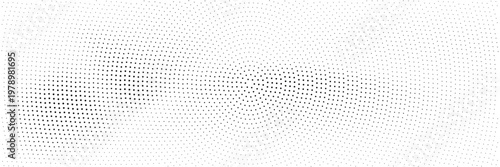 radial black and white small halftone pattern background