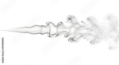 Abstract Black Smoke Flow on White Background – Elegant Ink Swirl, Fluid Vapor Waves, Minimal Artistic Smoke Texture, Monochrome Motion Design and Creative Air Flow Concept