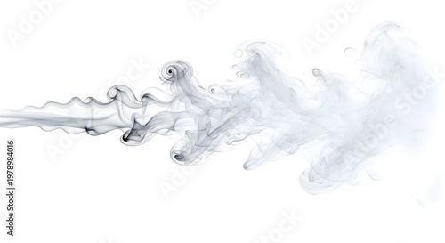 Abstract Black Smoke Flow on White Background – Elegant Ink Swirl, Fluid Vapor Waves, Minimal Artistic Smoke Texture, Monochrome Motion Design and Creative Air Flow Concept