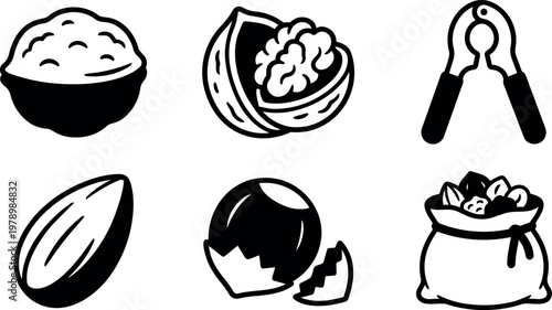 Assorted nuts with nutcracker and sack