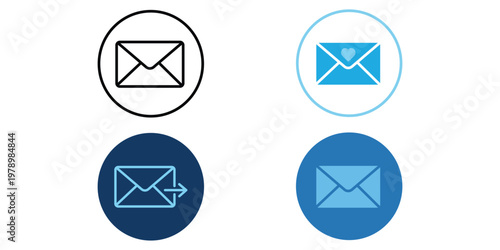 Communication Icons: A quartet of envelope icons symbolizing the essence of communication, each designed within a circular frame to convey the spirit of connectivity and messaging.