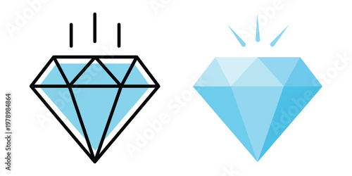 Sparkling Diamond Illustration: A pair of exquisite diamond illustrations, one a detailed line drawing and the other a radiant rendering, representing brilliance and value. 
