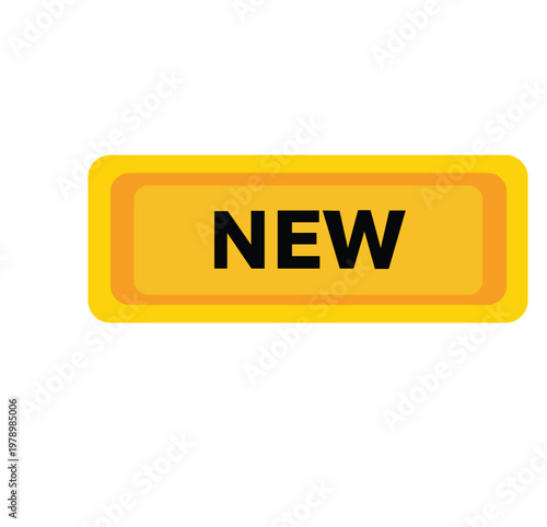 Fresh Arrival: A vibrant yellow NEW button icon signals a fresh beginning, beckoning to discover something novel and exciting.