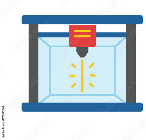 3D Printing Innovation: A stylized illustration showcases a 3D printer in action, highlighting the potential of this technology in various fields. 
