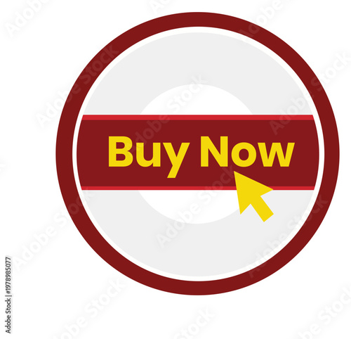 Buy Now Button: A vibrant and visually appealing Buy Now button, with a striking design featuring a circular frame, a bold central banner, and a pointing cursor.
