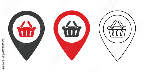 Shopping Location Pointers: A set of elegant location pointers are showcased, each thoughtfully designed to symbolize the act of shopping.