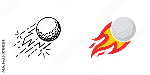 Golf Ball in Motion: Dynamic illustration featuring golf ball in motion. Capturing the essence of speed, precision, and the competitive spirit of golf, set against a clean, modern design.