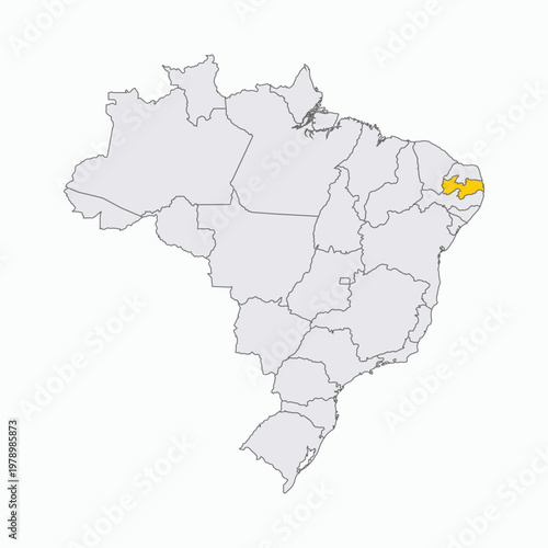 Map of Brazil with Highlighted State of Paraiba