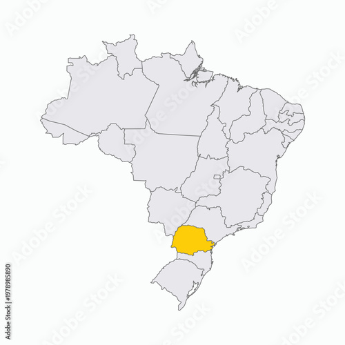 Map of Brazil with Highlighted State of Parana