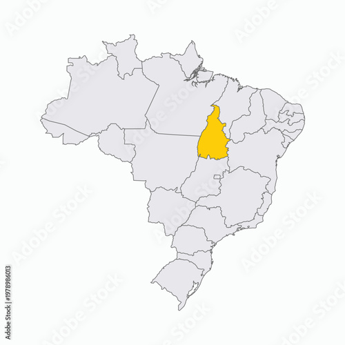 Map of Brazil with Highlighted State of Tocantins
