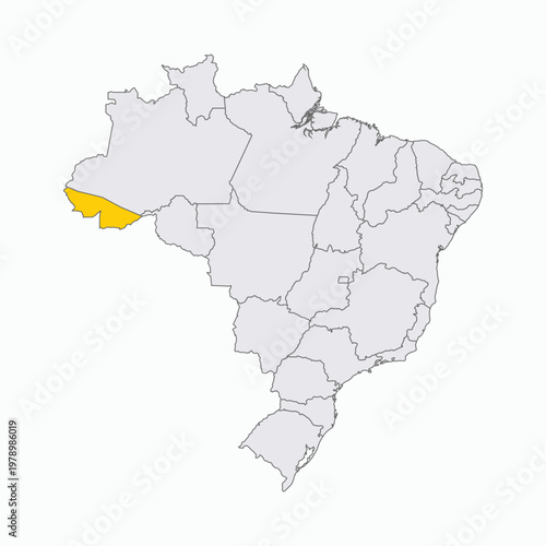 Map of Brazil with Highlighted State of Acre