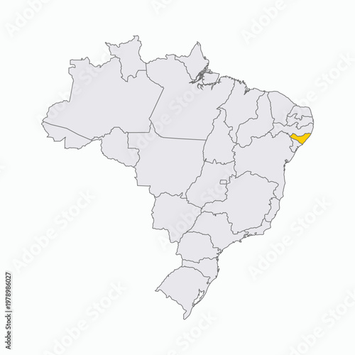 Map of Brazil with Highlighted State of Alagoas