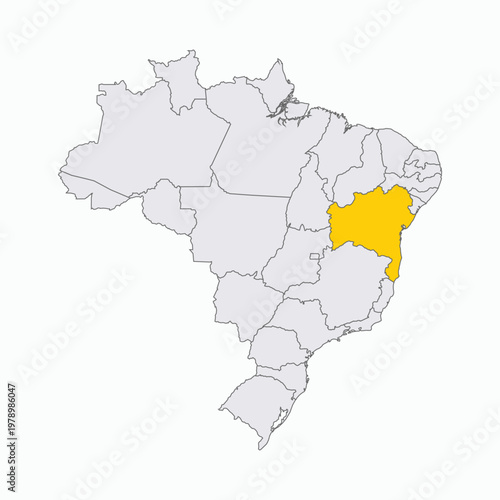 Map of Brazil with Highlighted State of Bahia