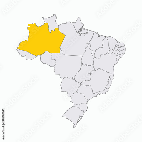 Map of Brazil with Highlighted State of Amazonas