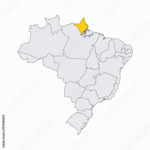 Map of Brazil with Highlighted State of Amapa
